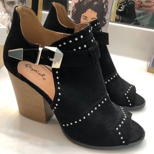Black Accent Booties- Never Worn!